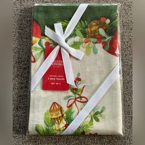 NWT Williams Sonoma Holiday Carol Linen Towel set